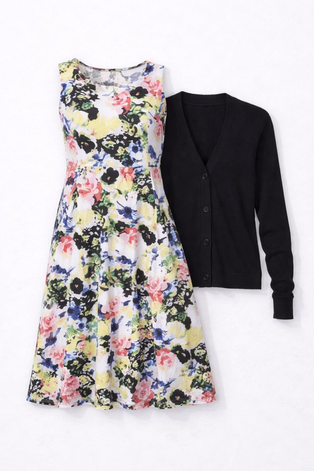 Stretch Knit Scoop Neck Sleeveless Fit And Flare Dress image number 2