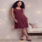 Stretch Jersey Knit Sleeveless Scoop Neck Fit and Flare Dress image number 0
