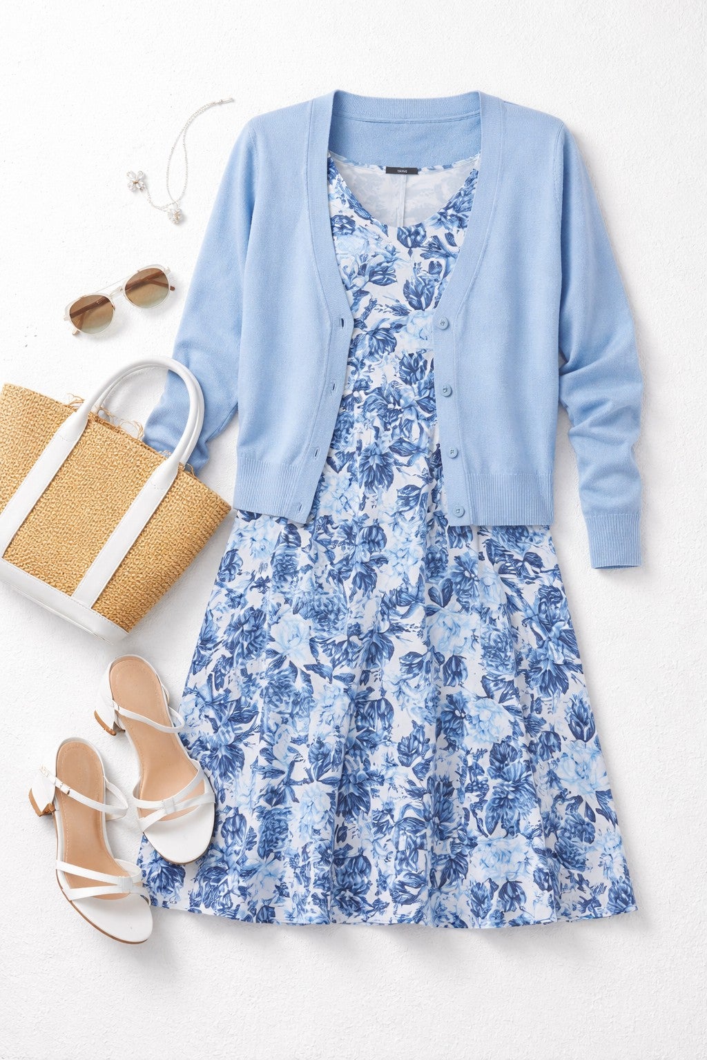 Stretch Jersey Knit Sleeveless Scoop Neck Fit and Flare Dress image number 2