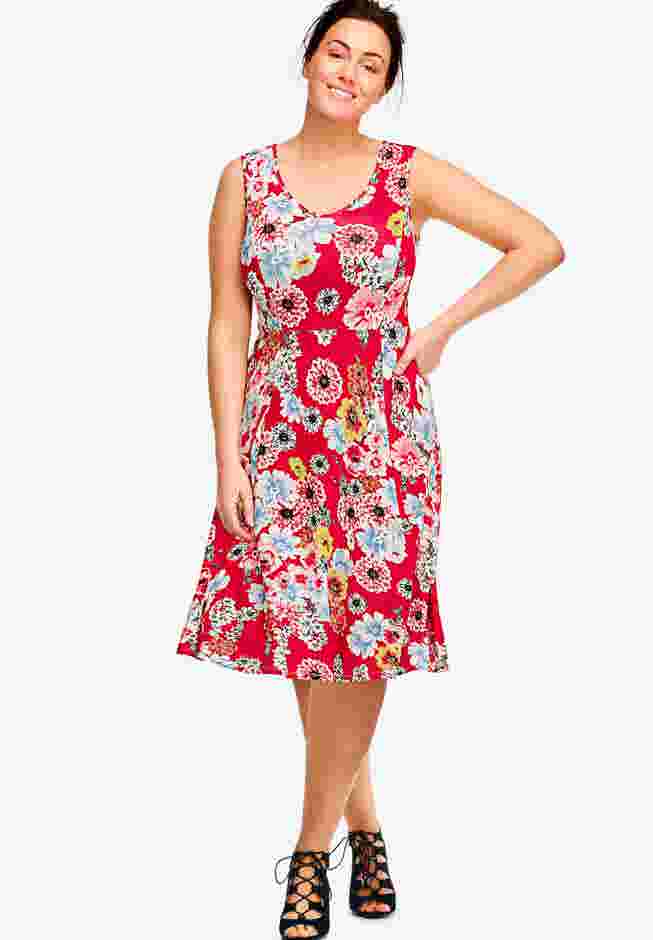 Sleeveless Knit Fit and Flare Knit Dress image number 0