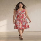 Stretch Jersey Knit Sleeveless Scoop Neck Fit and Flare Dress image number null