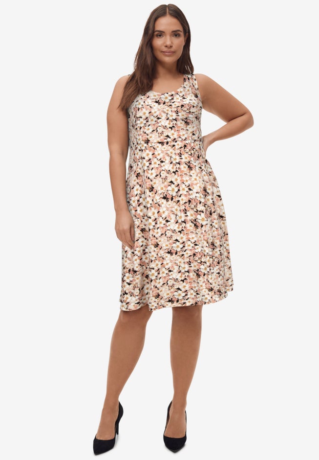 Sleeveless Knit Fit and Flare Knit Dress image number 0