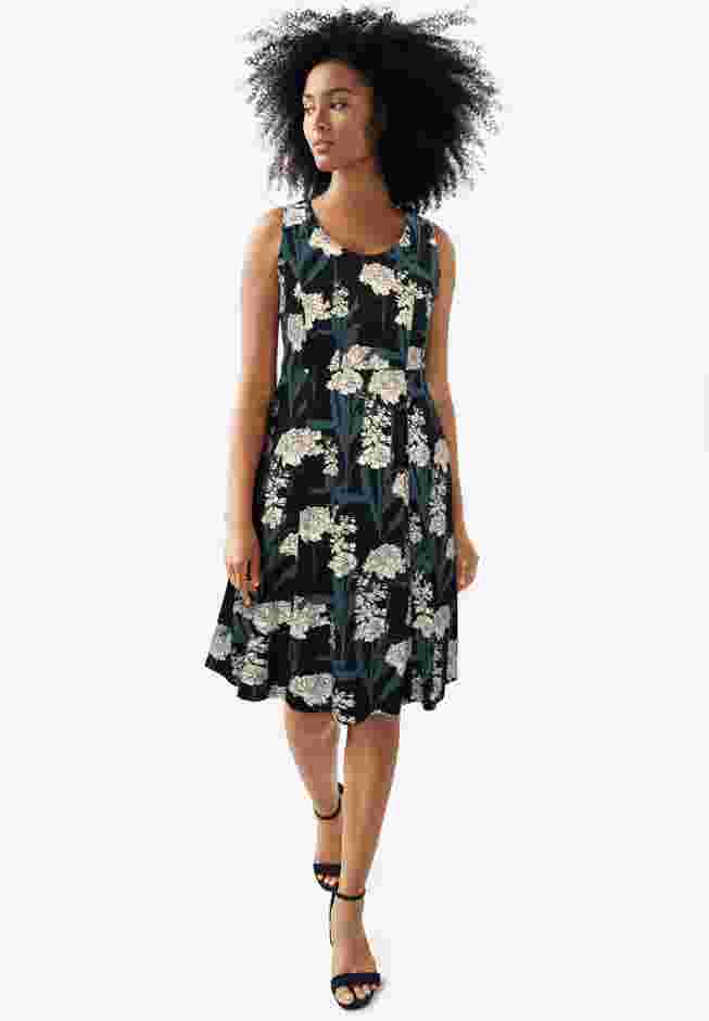Sleeveless Knit Fit and Flare Knit Dress image number 0