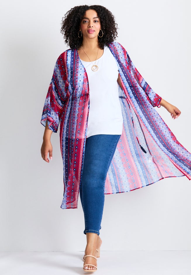 Tie-Front Duster Kimono image number 3