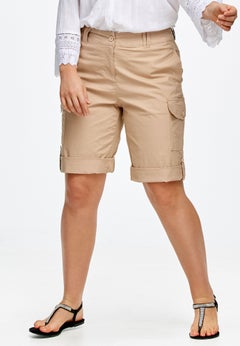 2 in 1 Mid-Rise Stretch Cotton Convertible Cargo Bermuda To Shorts