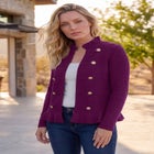 Plus Size Military-Inspired Ribbed Cardigan Sweater image number null