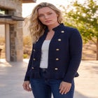 Plus Size Military-Inspired Ribbed Cardigan Sweater image number null