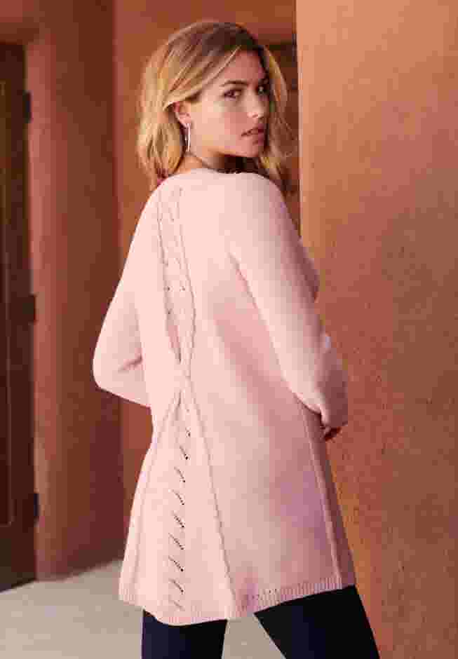 Plus Size Lace Yoke Pullover Sweater image number 2
