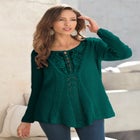 Plus Size Lace Yoke Pullover Sweater image number null