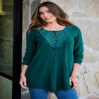 Plus Size Lace Yoke Pullover Sweater image number null