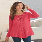 Plus Size Lace Yoke Pullover Sweater image number null