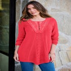 Plus Size Lace Yoke Pullover Sweater image number null