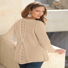 Plus Size Lace Yoke Pullover Sweater image number null
