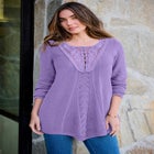 Plus Size Lace Yoke Pullover Sweater image number null