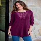 Plus Size Lace Yoke Pullover Sweater image number null