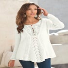 Plus Size Lace Yoke Pullover Sweater image number null