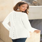 Plus Size Lace Yoke Pullover Sweater image number null