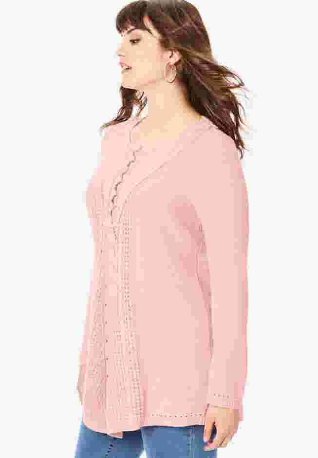 Lace Yoke Pullover Sweater image number 2