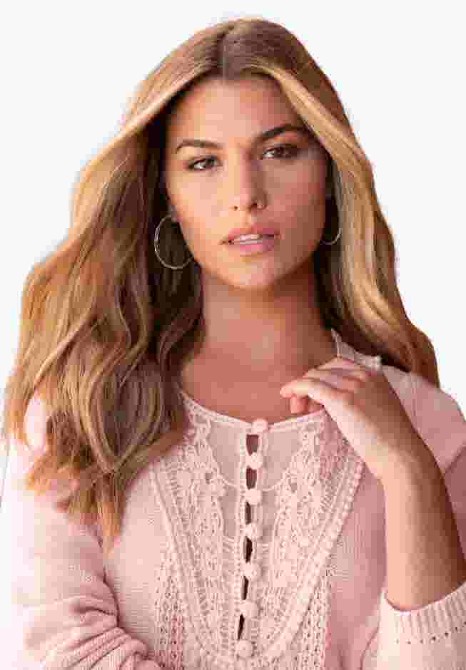 Lace Yoke Pullover Sweater image number 3
