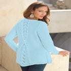 Plus Size Lace Yoke Pullover Sweater image number null
