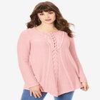 Plus Size Lace Yoke Pullover Sweater image number null
