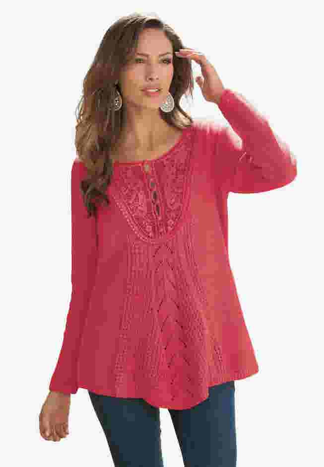 Lace Yoke Pullover Sweater image number 0