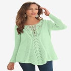 Plus Size Lace Yoke Pullover Sweater image number null