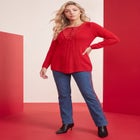 Plus Size Lace Yoke Pullover Sweater image number 0
