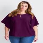 Flutter Sleeve Keyhole Blouse image number 0