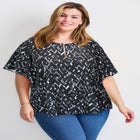 Flutter Sleeve Keyhole Blouse image number null