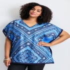 Crochet Trim Poncho Top image number 0