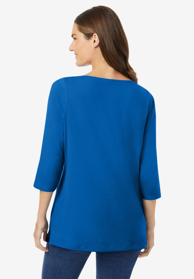 Perfect Three-Quarter Sleeve Boatneck Tee image number 1