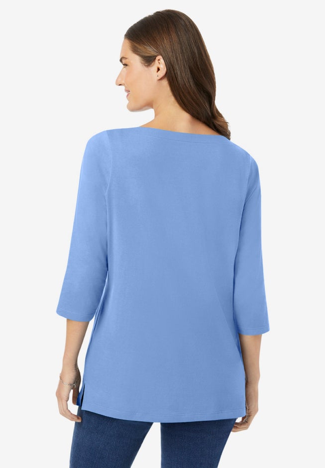 Perfect Three-Quarter Sleeve Boatneck Tee image number 1