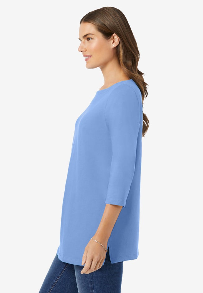 Perfect Three-Quarter Sleeve Boatneck Tee image number 2
