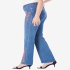 Plus Size Invisible Stretch® Two-Tone Embroidered Bootcut Jeans image number null