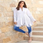 Plus Size 360° Stretch Lace Applique Jean image number null