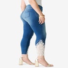 Plus Size 360° Stretch Lace Applique Jean image number null