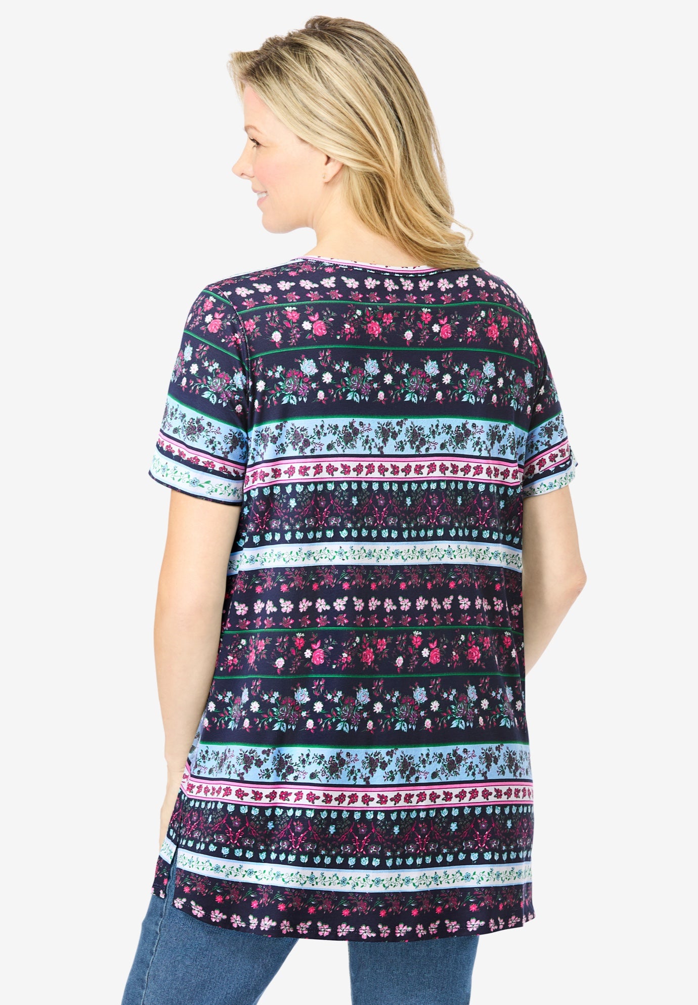 Short-Sleeve Pintucked Henley Tunic image number 1