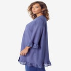 Ruffle Trimmed Acid Wash Kimono image number null