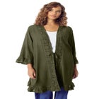 Ruffle Trimmed Acid Wash Kimono image number null