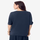 Ultrasmooth® Fabric V Neck Tee with Chain Detail image number null