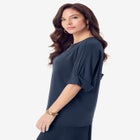 Ultrasmooth® Fabric V Neck Tee with Chain Detail image number null