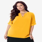 Ultrasmooth® Fabric V Neck Tee with Chain Detail image number null