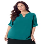 Ultrasmooth&reg; Fabric V Neck Tee with Chain Detail image number null