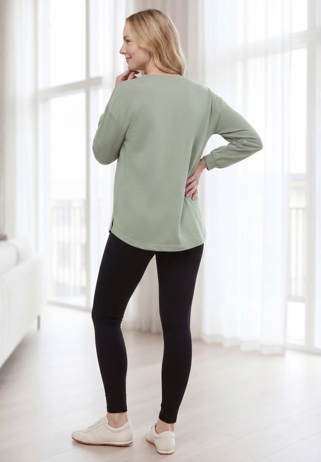 French Terry Blouson Sleeve Sweatshirt Tunic image number 1