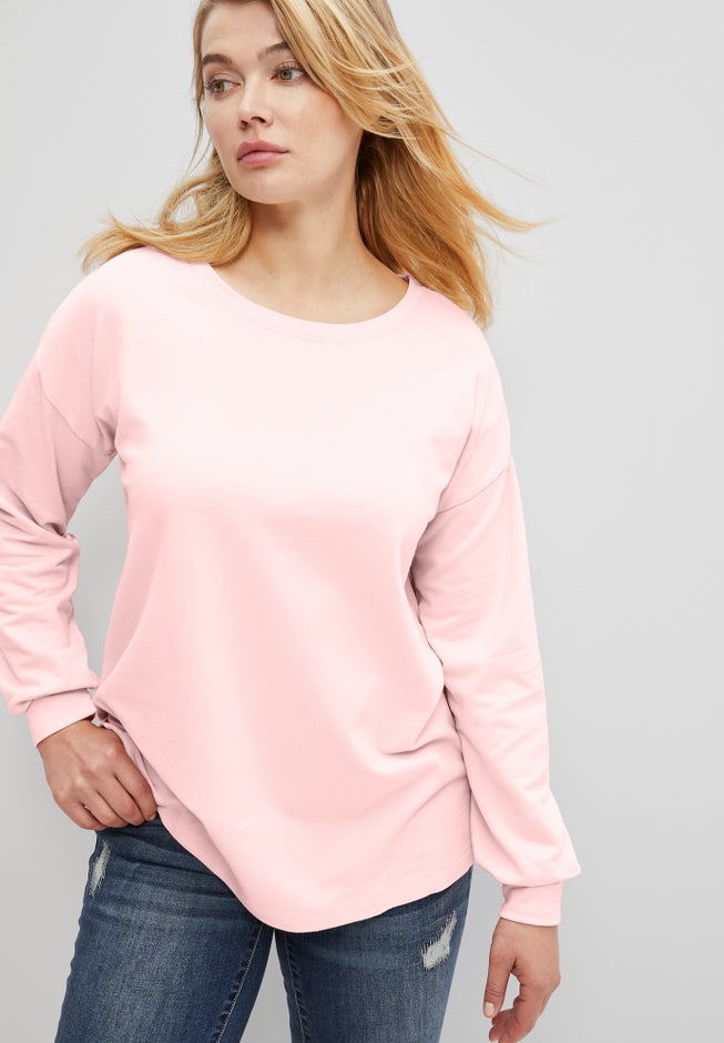 French Terry Blouson Sleeve Sweatshirt Tunic image number 0