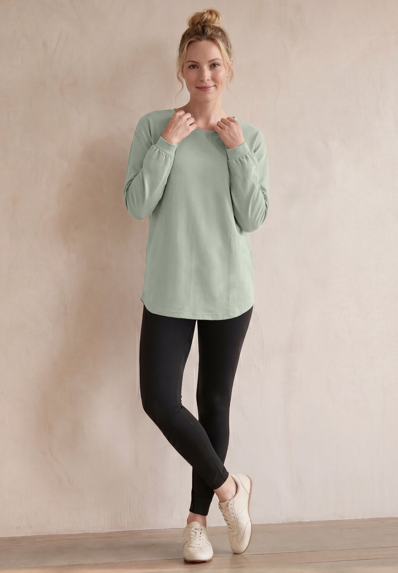 French Terry Blouson Sleeve Sweatshirt Tunic image number 0