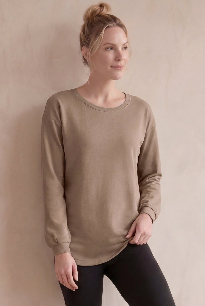 Ellos Studio French Terry A-Line Blouson Sleeve Sweatshirt Tunic image number 0