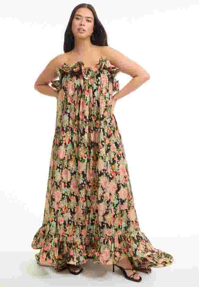 Ruffled Metallic Maxi Dress image number 0