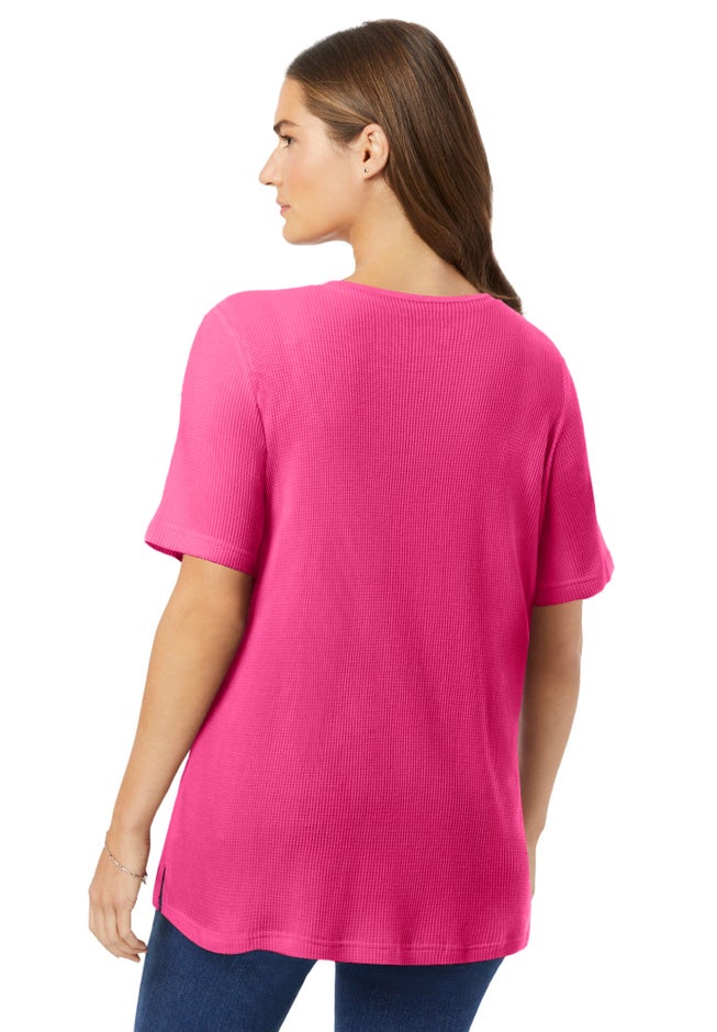 Waffle Thermal Satin Trim Tee image number 1